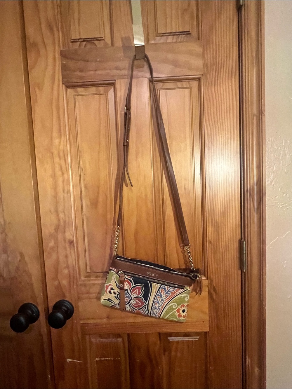 Spartina Floral Paisley Crossbody Bag in Brown and Multicolor